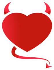 Cartoon Heart With Devil Horns And A Tail Sticker
