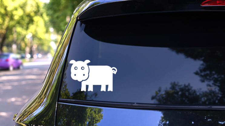 Cartoon Hippopotamus Sticker on a Rear Car Window (New) example