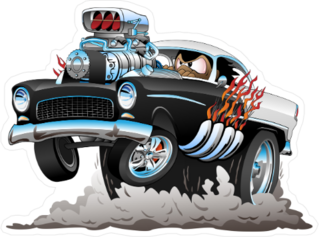 Cartoon Hot Rod Sticker