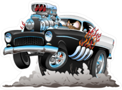 Cartoon Hot Rod Sticker