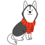 Cartoon Husky Scarf Sticker