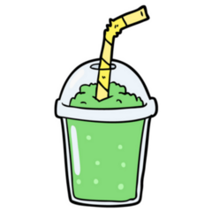 Cartoon Iced Green Apple Smoothie Sticker