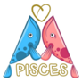 Cartoon Illustration Blue And Pink Whale Pisces Sticker