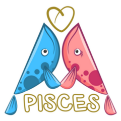 Cartoon Illustration Blue And Pink Whale Pisces Sticker