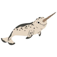 Cartoon Illustration Narwhal Sticker