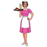 Cartoon  Illustration Of 50s Smiling Waitress Sticker