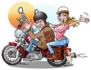 Cartoon Illustration Of A Biker Couple On A Ride Sticker