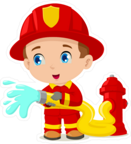 Cartoon Illustration Of A Child Firefighter Sticker