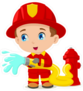 Cartoon Illustration Of A Child Firefighter Sticker