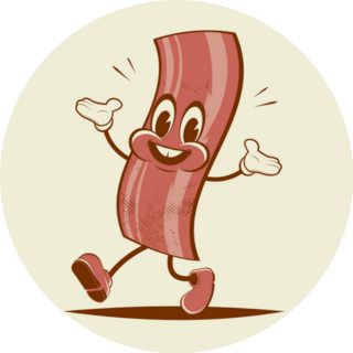 Cartoon Illustration Of A Funny Breakfast Bacon Sticker