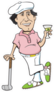 Cartoon Illustration Of A Golfer Leaning On A Golf Club Sticker