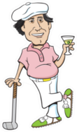 Cartoon Illustration Of A Golfer Leaning On A Golf Club Sticker