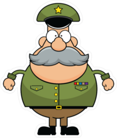 Cartoon Illustration Of An Army General Sticker