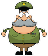 Cartoon Illustration Of An Army General Sticker