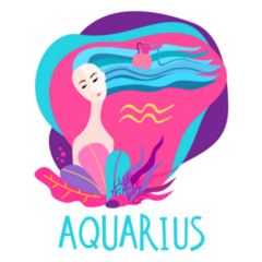 Cartoon Illustration Of Aquarius Woman Sticker