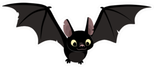 Cartoon Illustration Of Cute Friendly Black Bat Sticker
