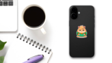 Cartoon Illustration Of Cute Geek Hamster Sticker on a Phone (New) example