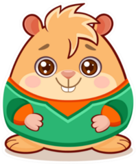Cartoon Illustration Of Cute Geek Hamster Sticker