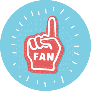 Cartoon Illustration Of Fan Foam Hand Sticker
