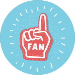 Cartoon Illustration Of Fan Foam Hand Sticker