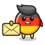 Cartoon Illustration Of German Flag Holding A Letter Sticker