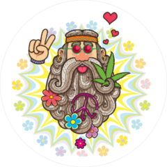 Cartoon Illustration Of Hippie Man Sticker