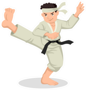 Cartoon Illustration Of Karate Boy Sticker