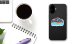 Cartoon Illustration Of Male Swimming Sticker on a Phone (New) example