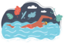Cartoon Illustration Of Male Swimming Sticker