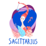 Cartoon Illustration Of Sagittarius Beautiful Woman Sticker