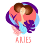 Cartoon Illustration Of Zodiac Sign Aries Sticker
