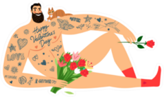 Cartoon Illustration Sexy Men With Tattoos Sticker