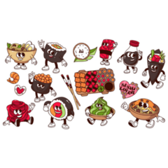 Cartoon Japanese Food Sticker Sheet