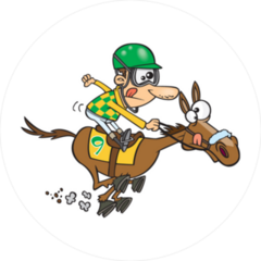 Cartoon Jockey Riding A Horse Sticker