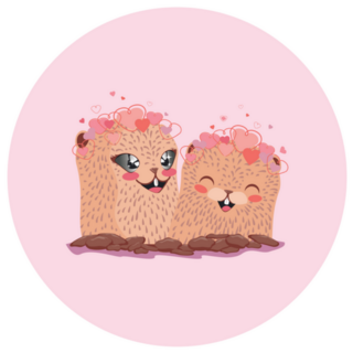 Cartoon Kawaii Groundhogs Hearts Sticker