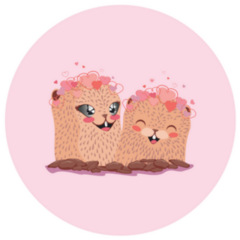 Cartoon Kawaii Groundhogs Hearts Sticker