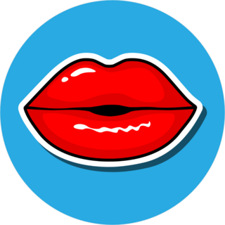 Cartoon Kissing Lips Sticker