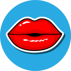 Cartoon Kissing Lips Sticker