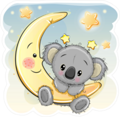Cartoon Koala On The Moon Sticker