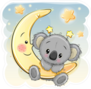 Cartoon Koala On The Moon Sticker