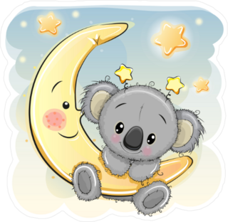 Cartoon Koala On The Moon Sticker