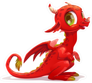 Cartoon Little Red Dragon Sticker
