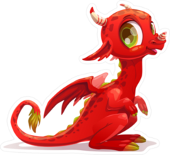 Cartoon Little Red Dragon Sticker