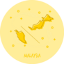 Cartoon Malaysia Map In Yellow Sticker