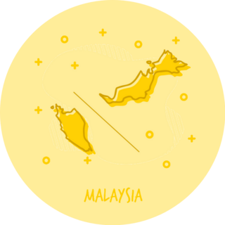 Cartoon Malaysia Map In Yellow Sticker