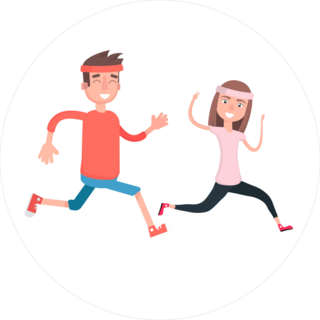 Cartoon Man And Woman Runners Sticker