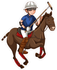 Cartoon Man On Horse Playing Polo Sticker