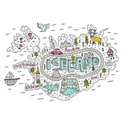 Cartoon Map Iceland Sticker