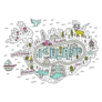 Cartoon Map Iceland Sticker