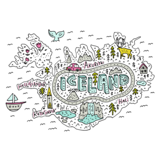 Cartoon Map Iceland Sticker